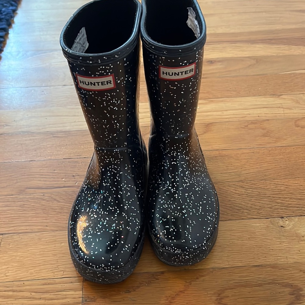 Black sparkle hunter boots- kids